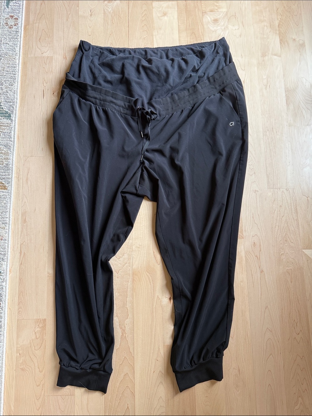 Black Drawstring maternity Jogger Pants